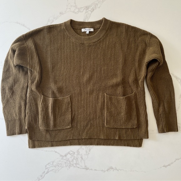 Madewell Sweaters - Madewell Mossy green Ribbed Knit Cropped Sweater